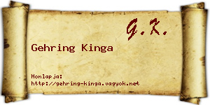 Gehring Kinga névjegykártya